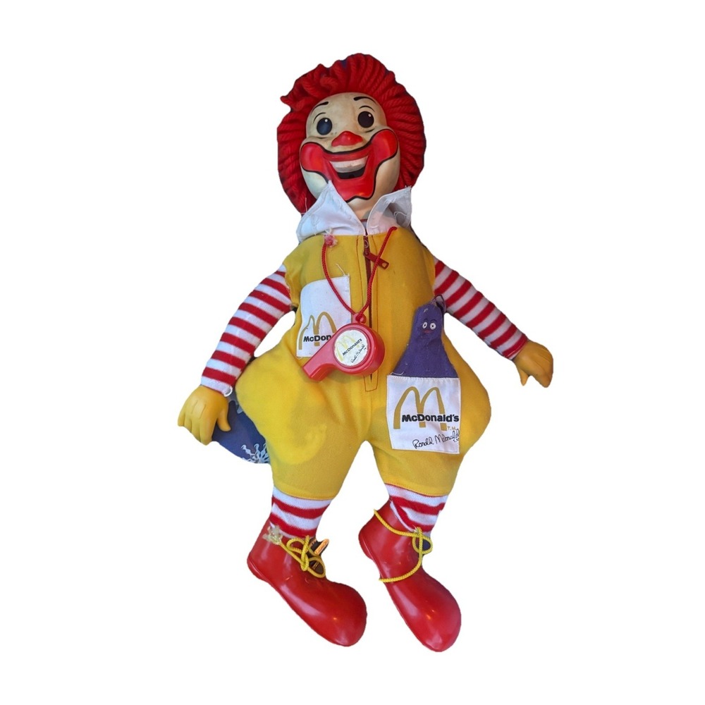 Vintage 1978 Ronald McDonald Doll Plush w/Whistle 20" Tall
